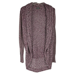 Eddie Bauer Knit Cardigan Open Front Womens M 100% Cotton Marled Long Sleeves